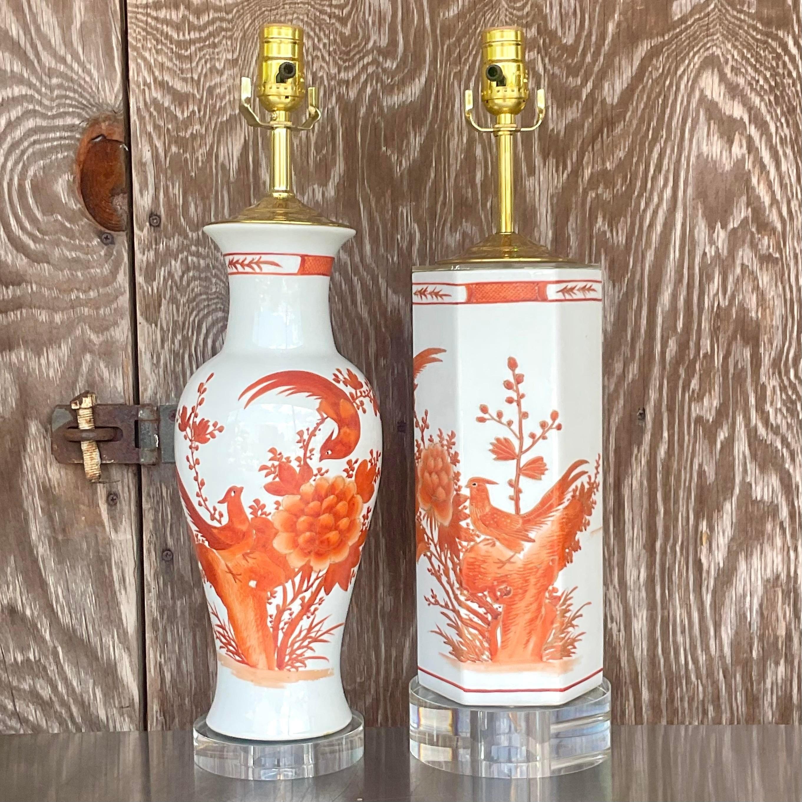 Américain Lampes de style Régence vintage chinoiseries - Lot de deux en vente