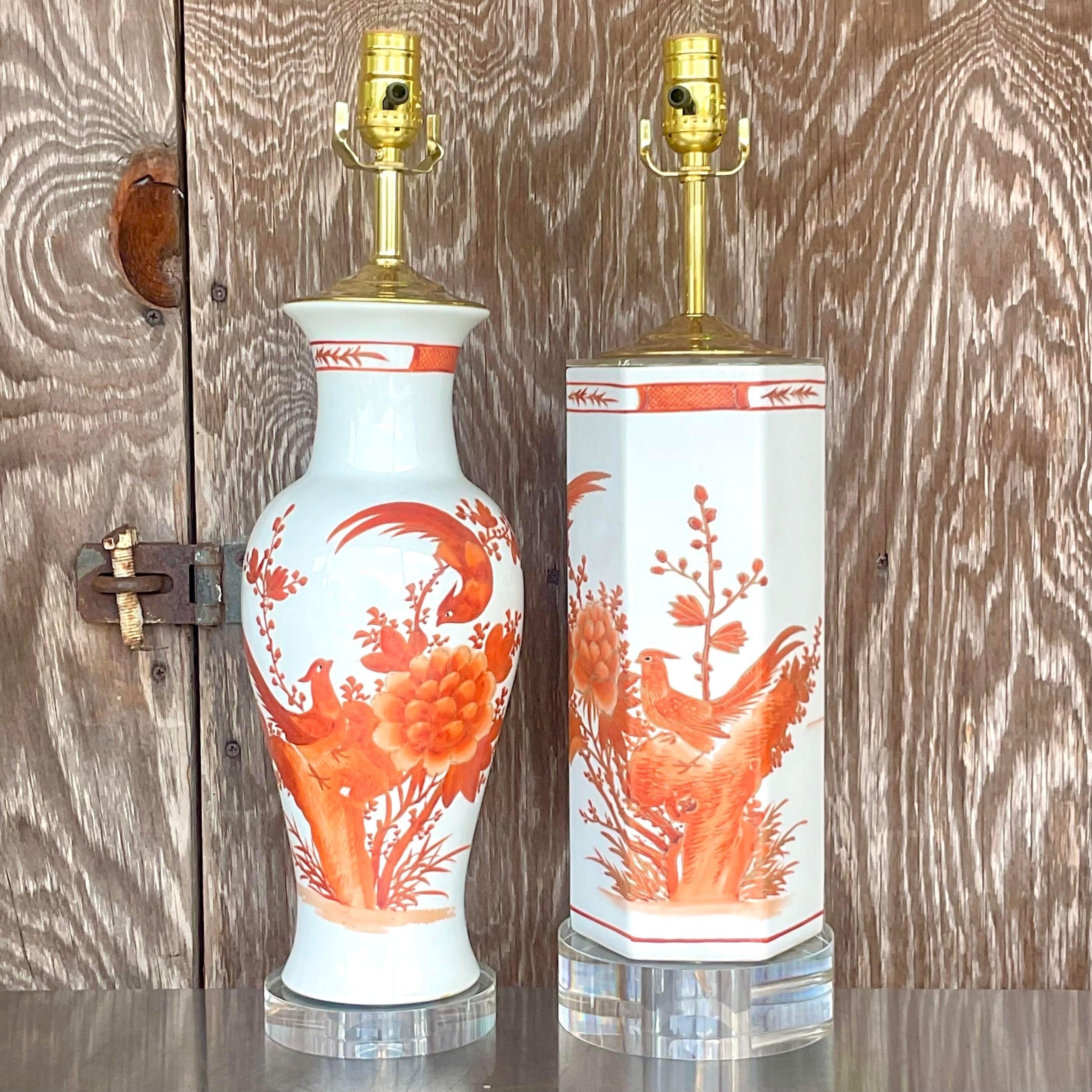 20th Century Vintage Regency Chinoiserie Lamps - Set of Two For Sale