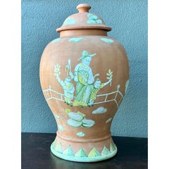 Vintage Regency Chinoiserie Lidded Urn