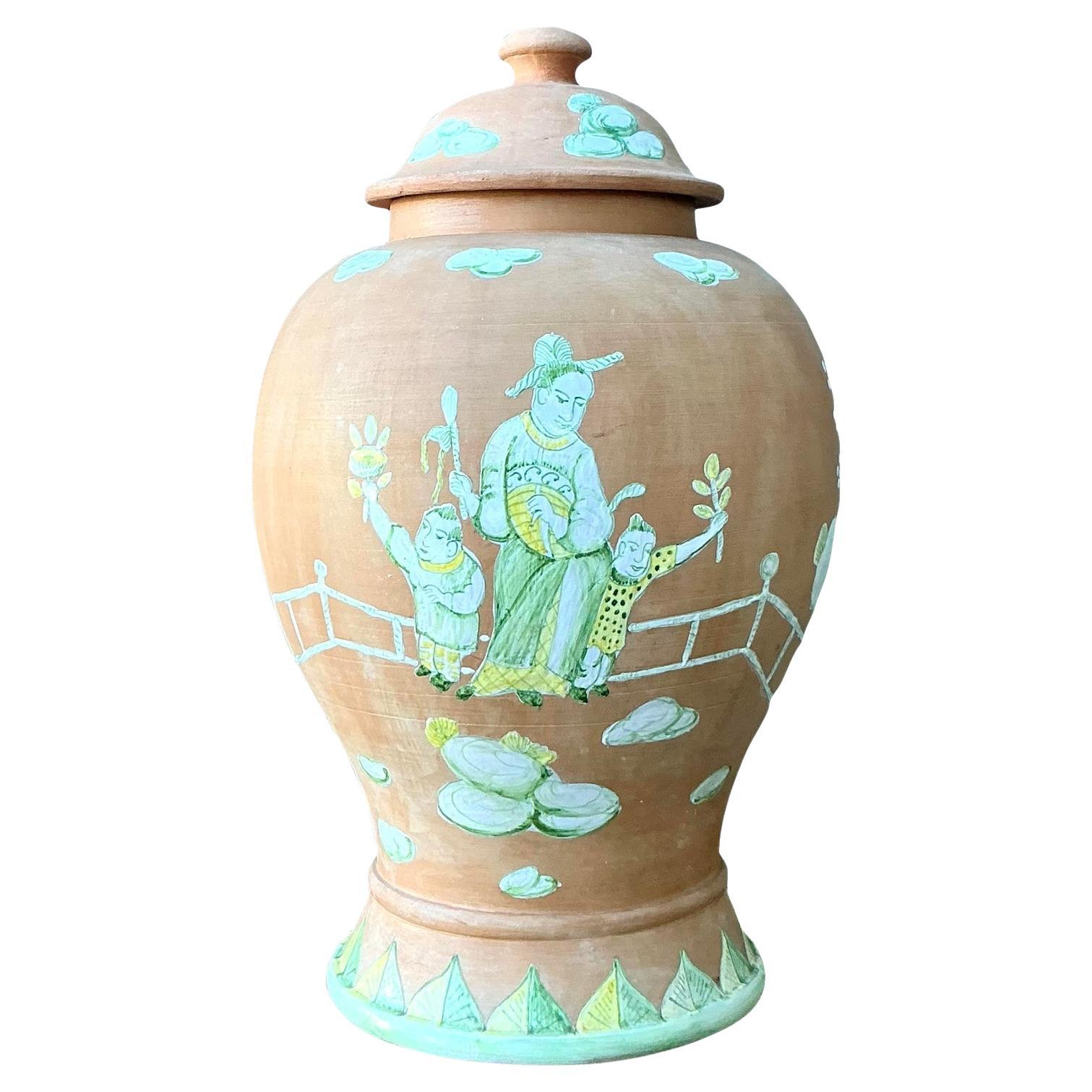 Urna con coperchio in stile Regency Chinoiserie d
epoca in vendita