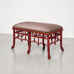 Late 20th Century Regency Chinoiserie Style Faux Bamboo Pagoda Bench