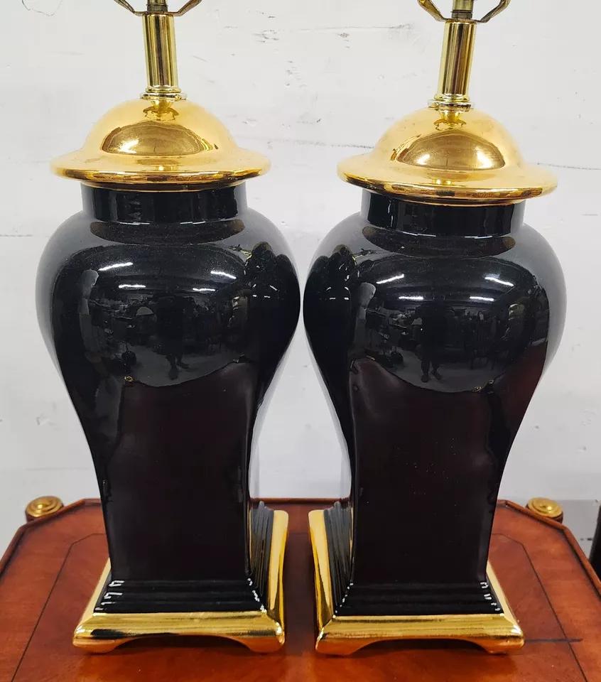 Vintage Regency Chinoiserie Table Lamps by SUNSET COSCO Pair en vente 3