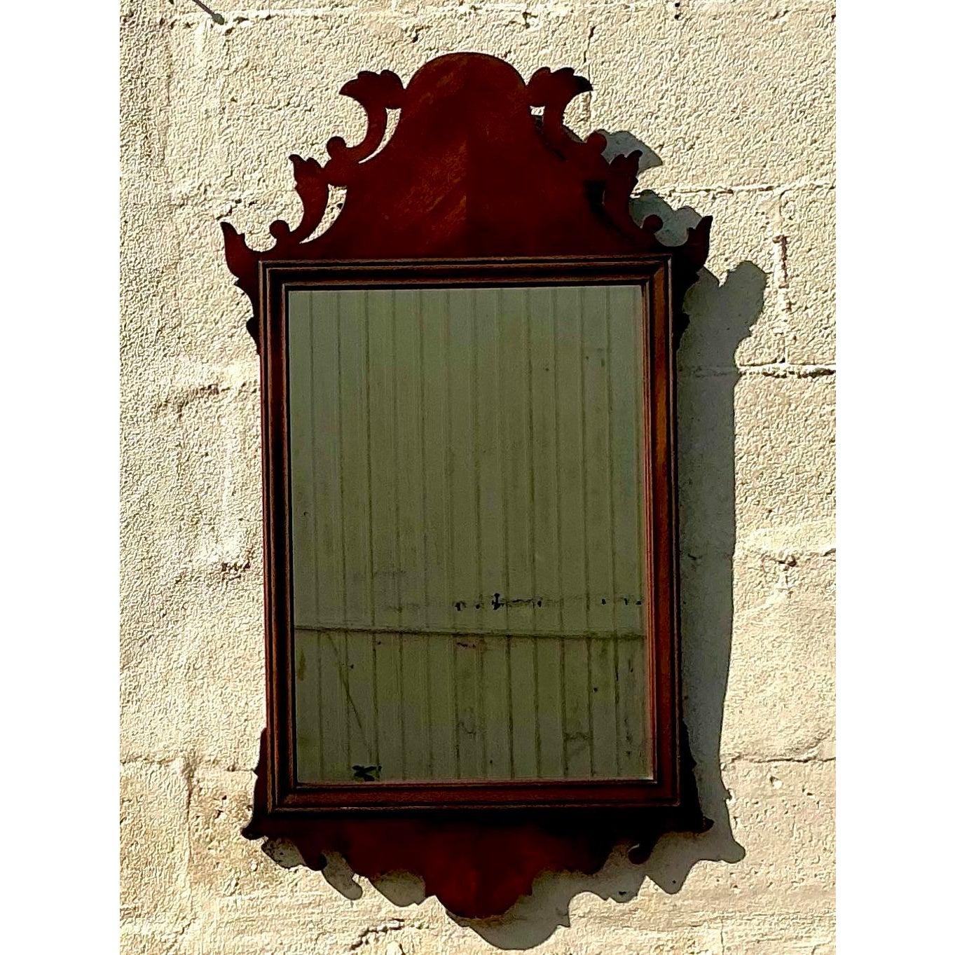 Specchio vintage in legno intagliato Chippendale Regency in vendita 1