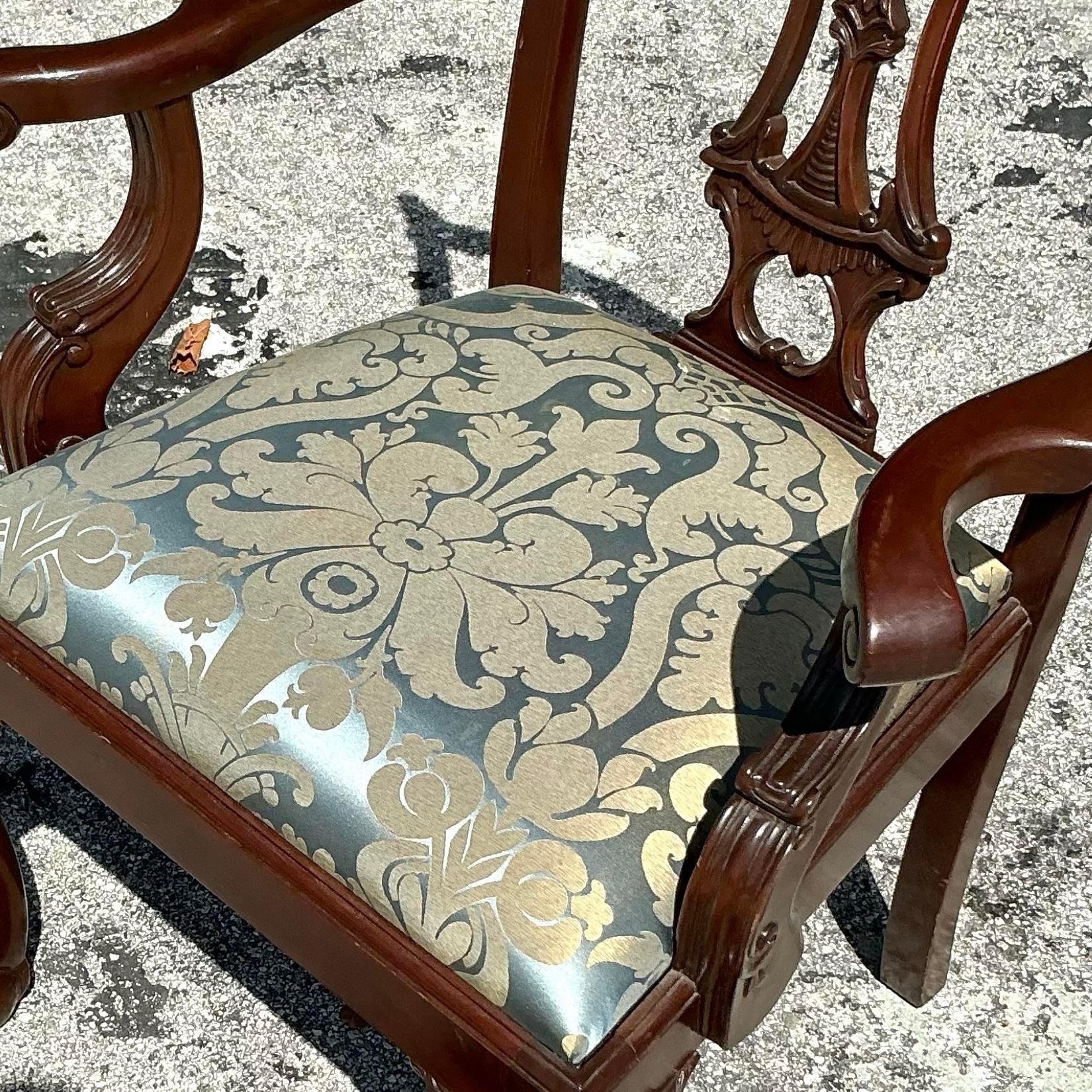 Tappezzeria Sedie da pranzo vintage Chippendale Claw and Ball - Set di 16 pezzi in vendita