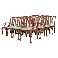 Vintage Regency Chippendale Claw and Ball Dining Chairs - Set of 16