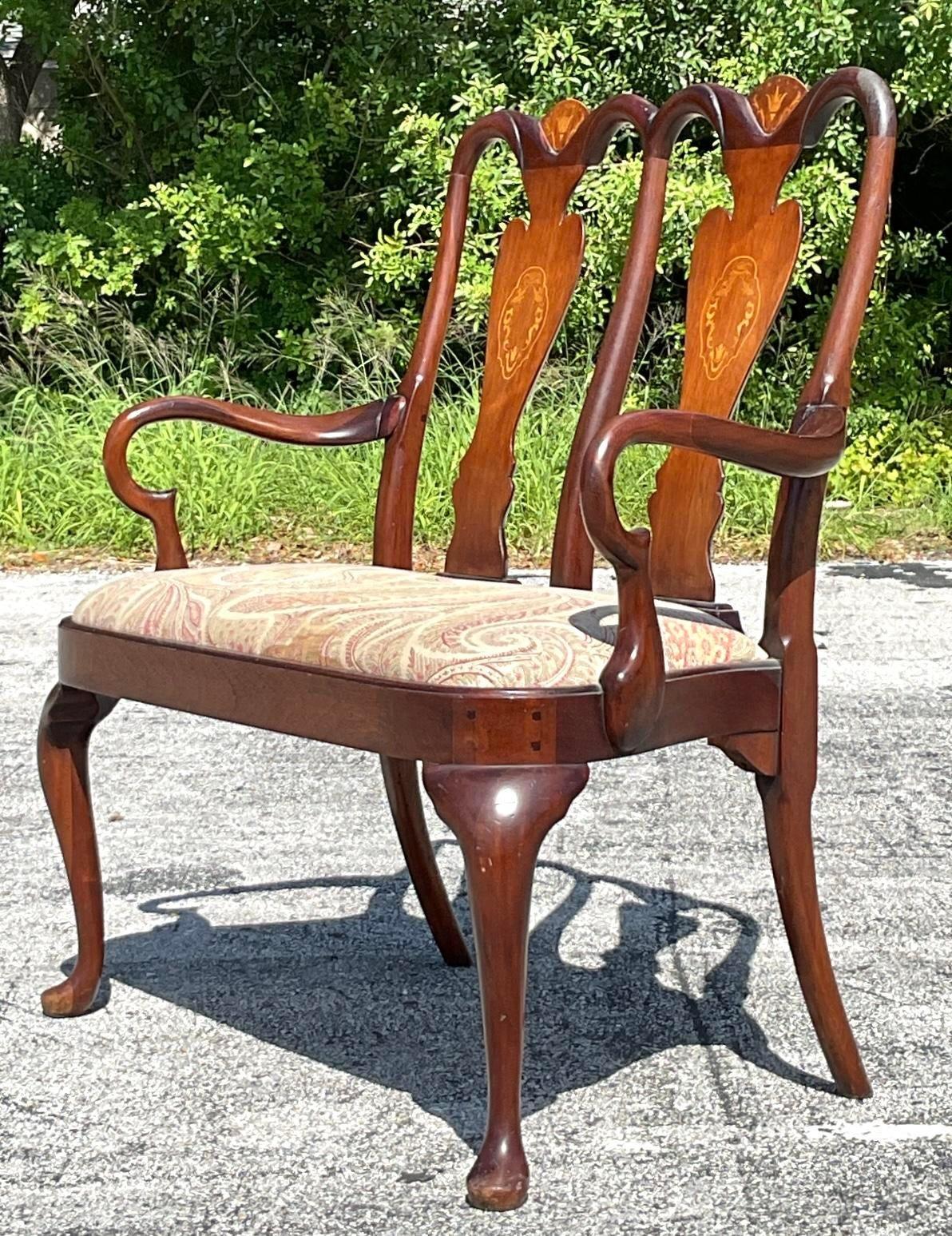 Tappezzeria Divano intarsiato Chippendale Regency d'epoca in vendita