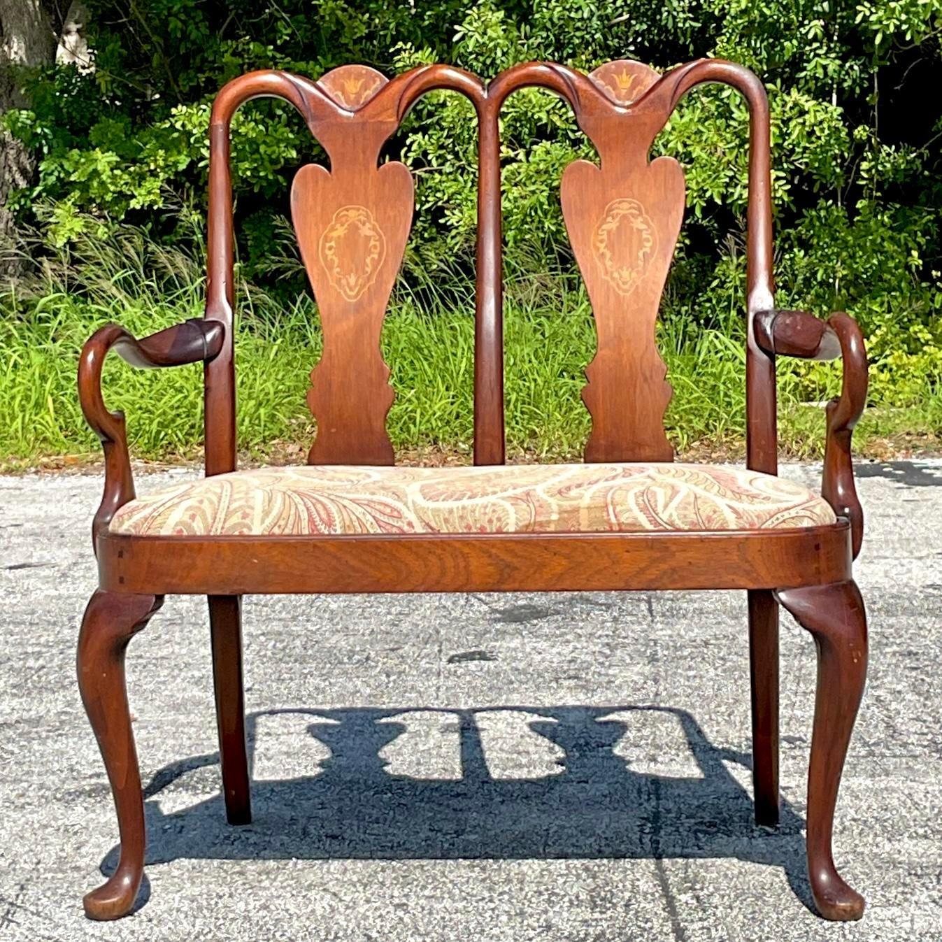 Divano intarsiato Chippendale Regency d'epoca in vendita 1