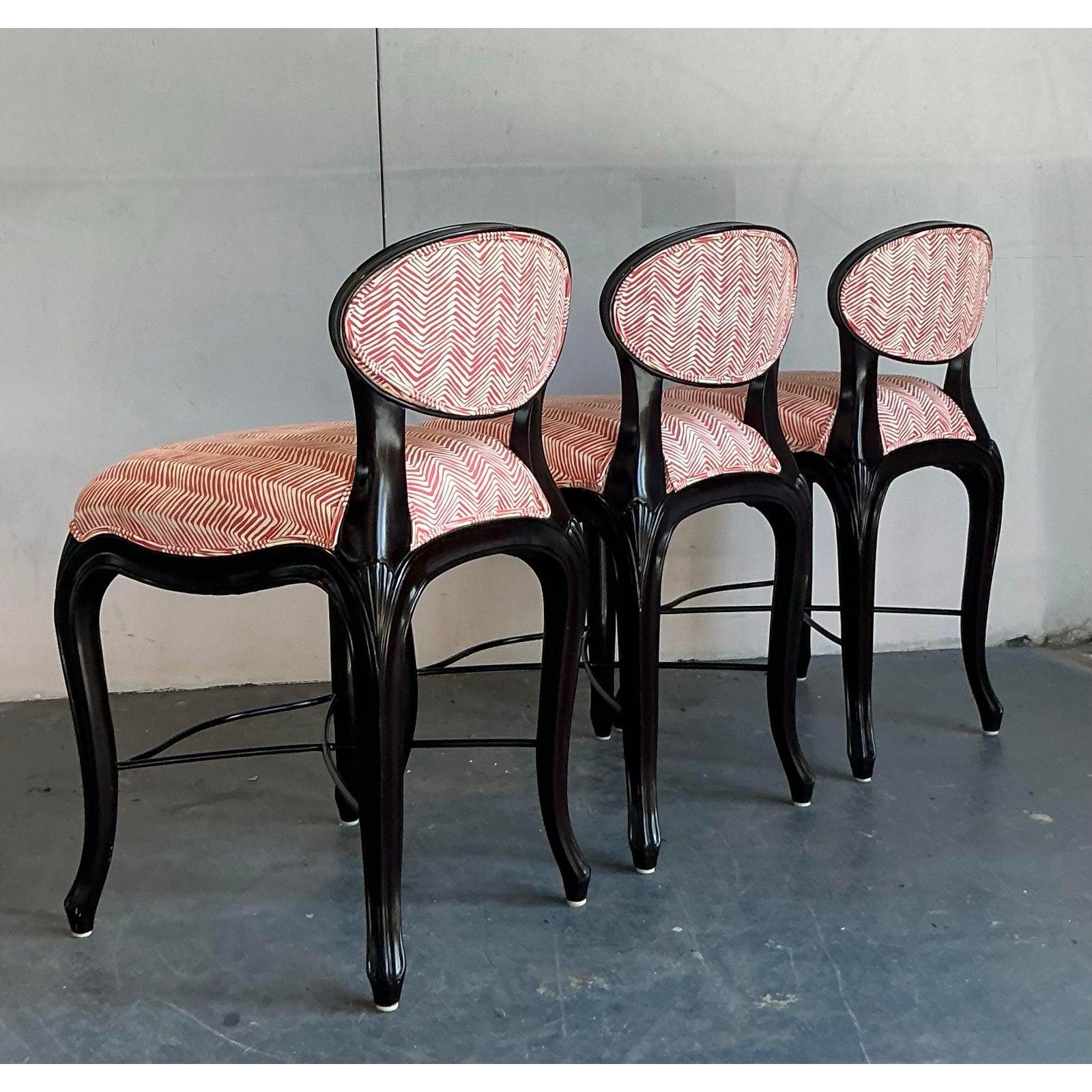 Indonesian Vintage Regency Christopher Guy “Cafe Du Paris” Barstools - Set of 3 For Sale