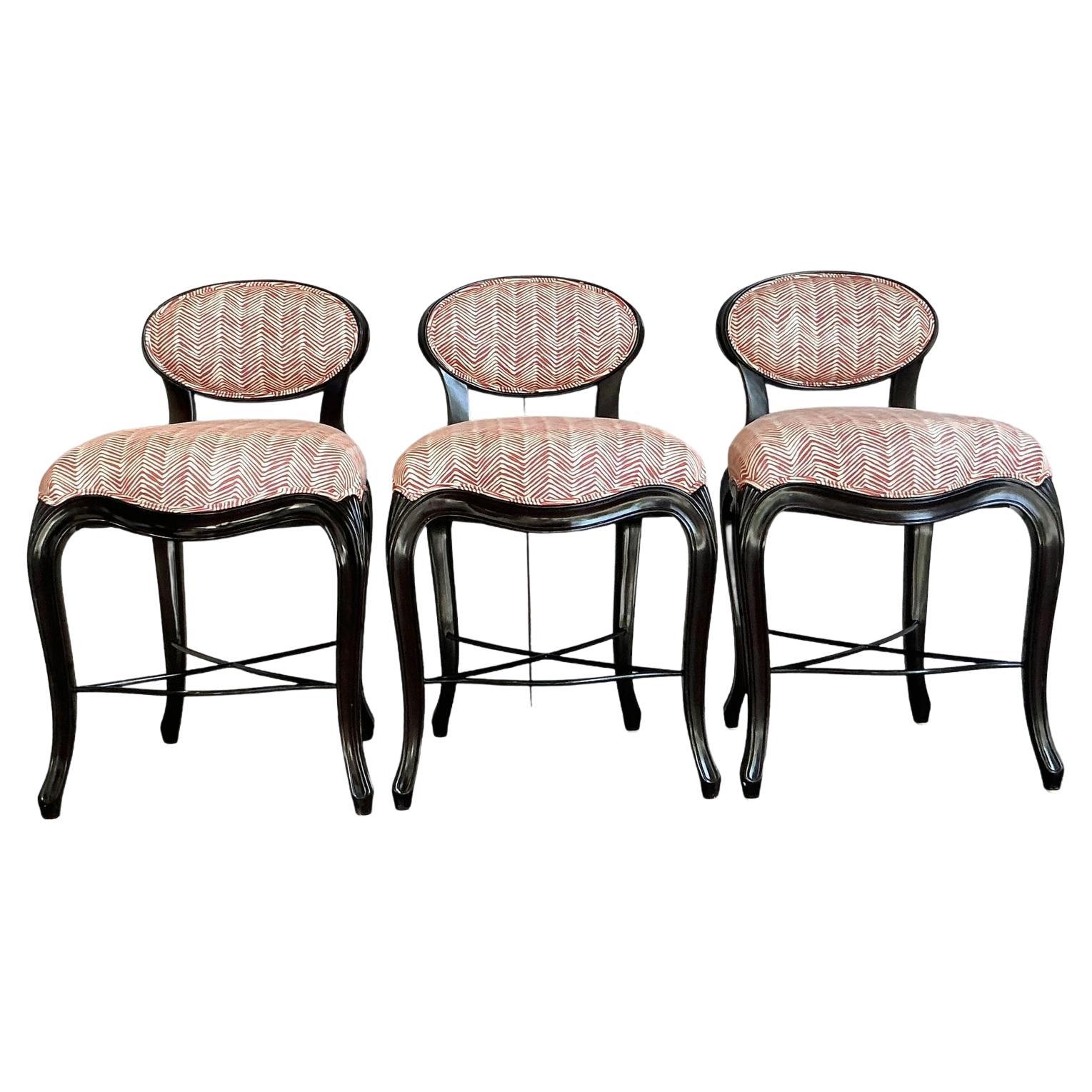 Vintage Regency Christopher Guy “Cafe Du Paris” Barstools - Set of 3 For Sale