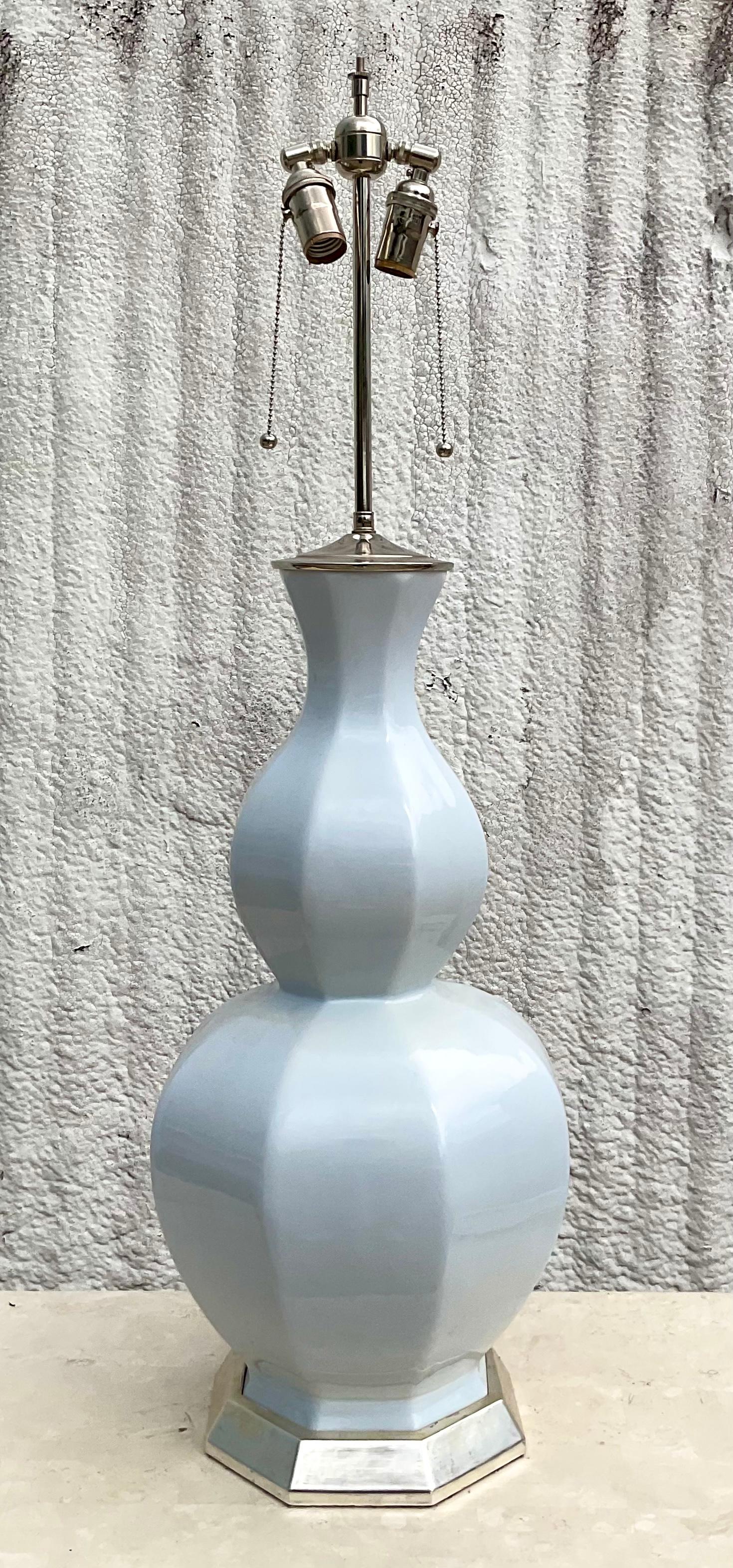 Ceramic Regency Style Christopher Spitzmiller Faceted Gourd Lamp