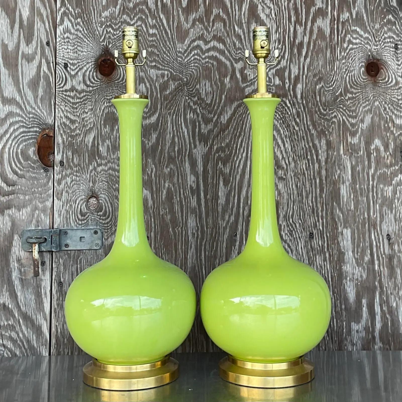 North American Vintage Regency Christopher Spitzmiller for Horchow Large Coy Table Lamps