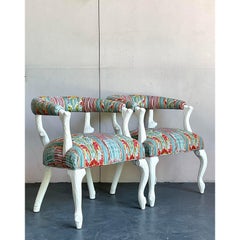 Vintage Regency Clarence House “Mazar Sharif” Upholstered Faux Bois Chair - A Pr