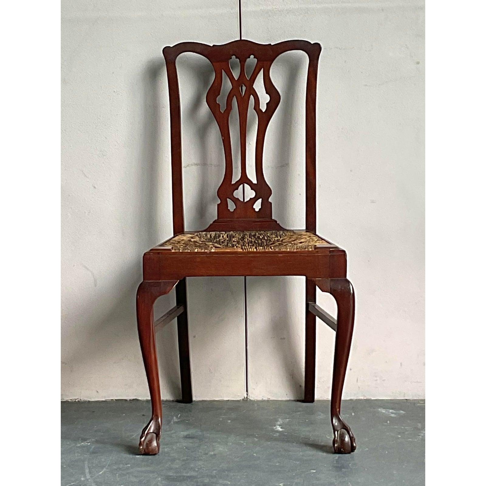 Georgien Chaise d'appoint Vintage Regency à assise en jonc, The Claw and Ball en vente