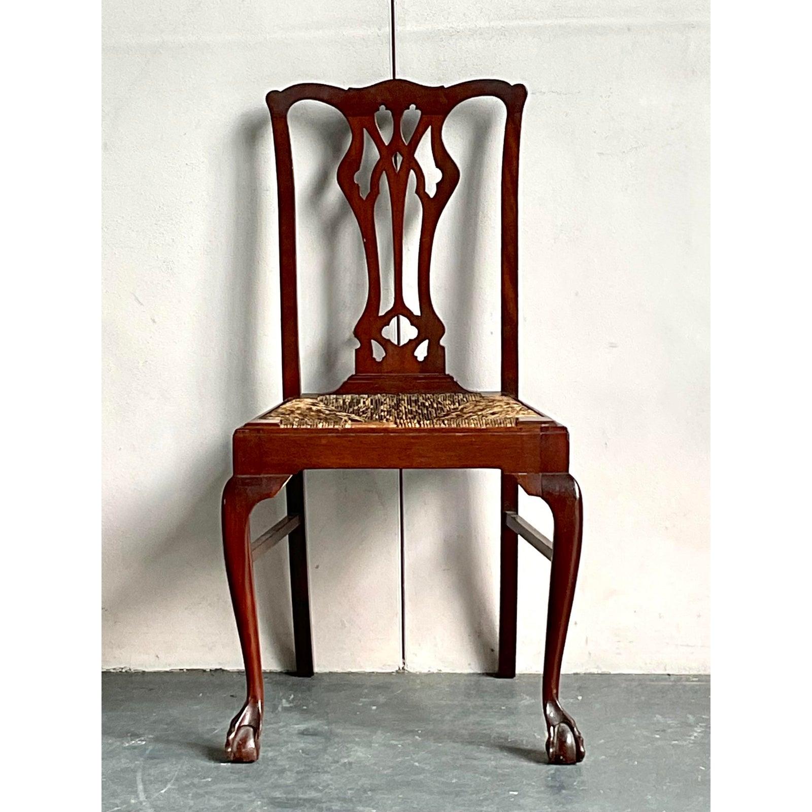 20ième siècle Chaise d'appoint Vintage Regency à assise en jonc, The Claw and Ball en vente