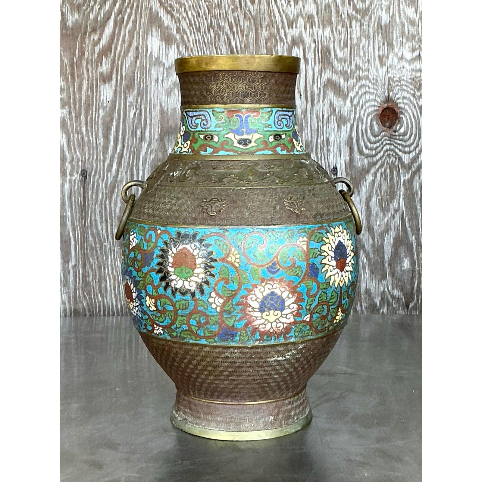 Ottone Vaso Cloisonné Regency d'epoca in vendita