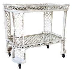 Vintage Regency Coastal Russell Woodard Spun Fiberglass Bar Cart