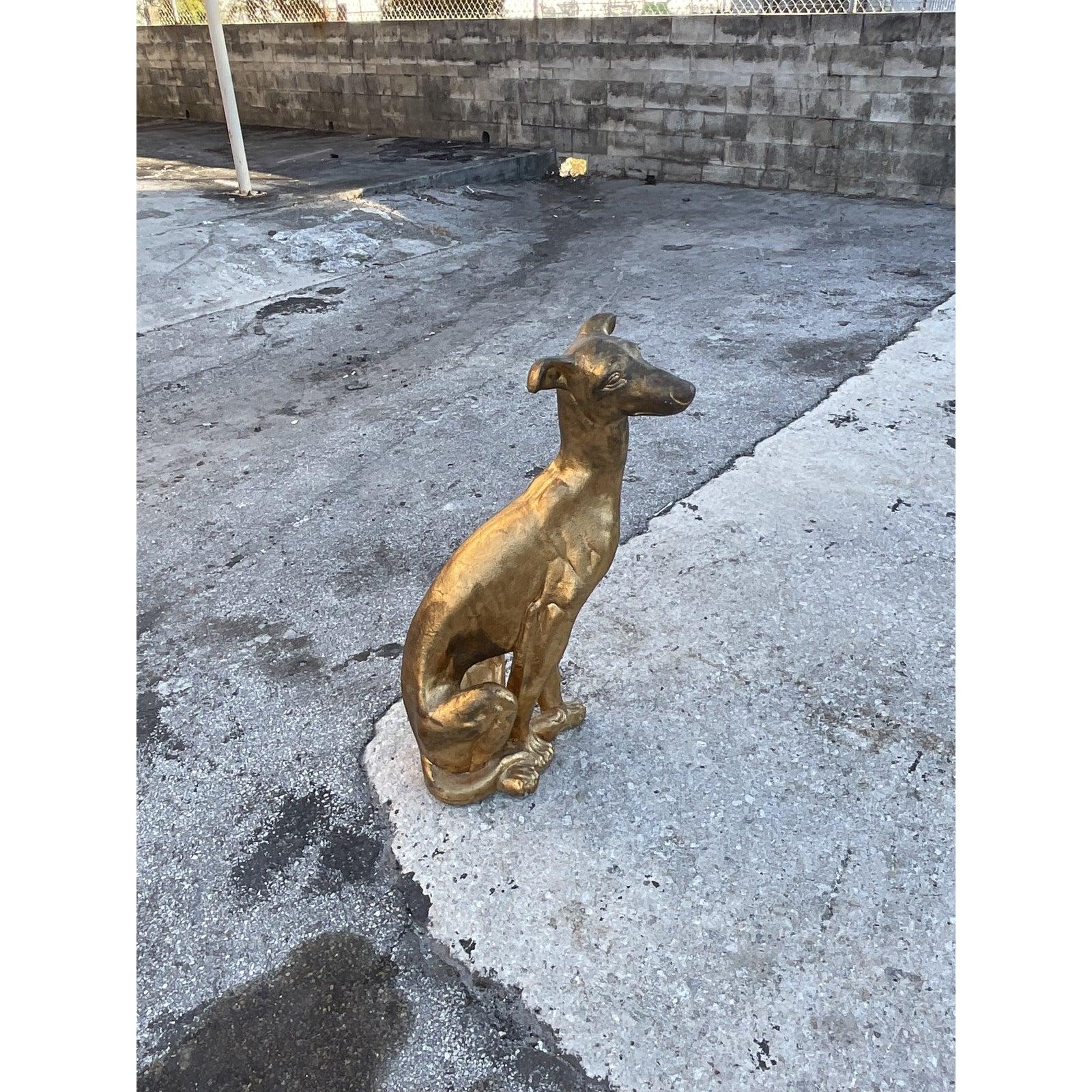 North American Vintage Regency Concrete Gold Dog Statue
