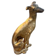 Vintage Regency Concrete Gold Dog Statue
