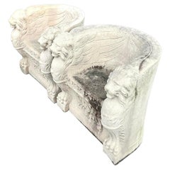 Vintage Regency Concrete Over Fiberglass Winged Lion Chairs - a Pair