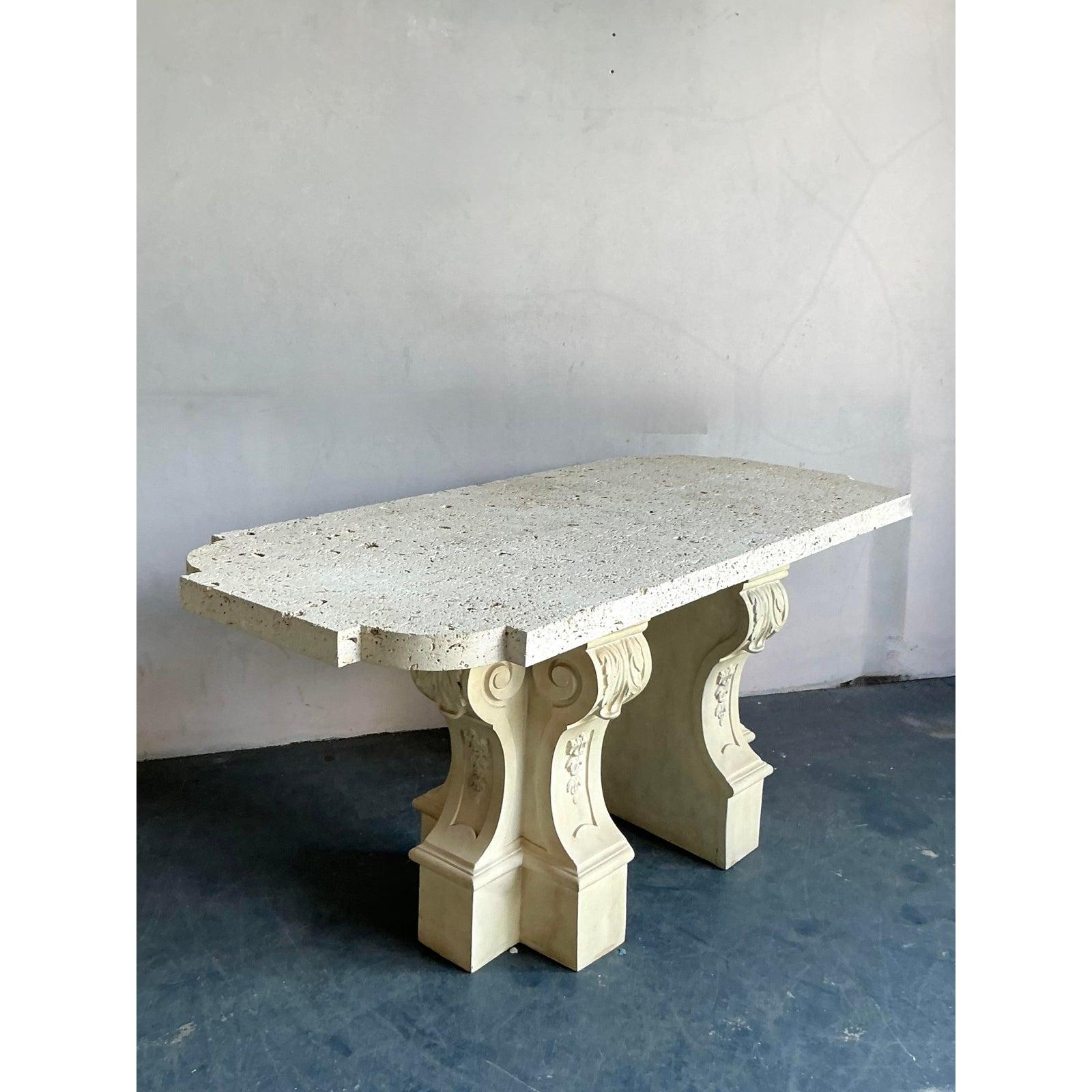 Vintage Regency Coquina Console Table For Sale 3