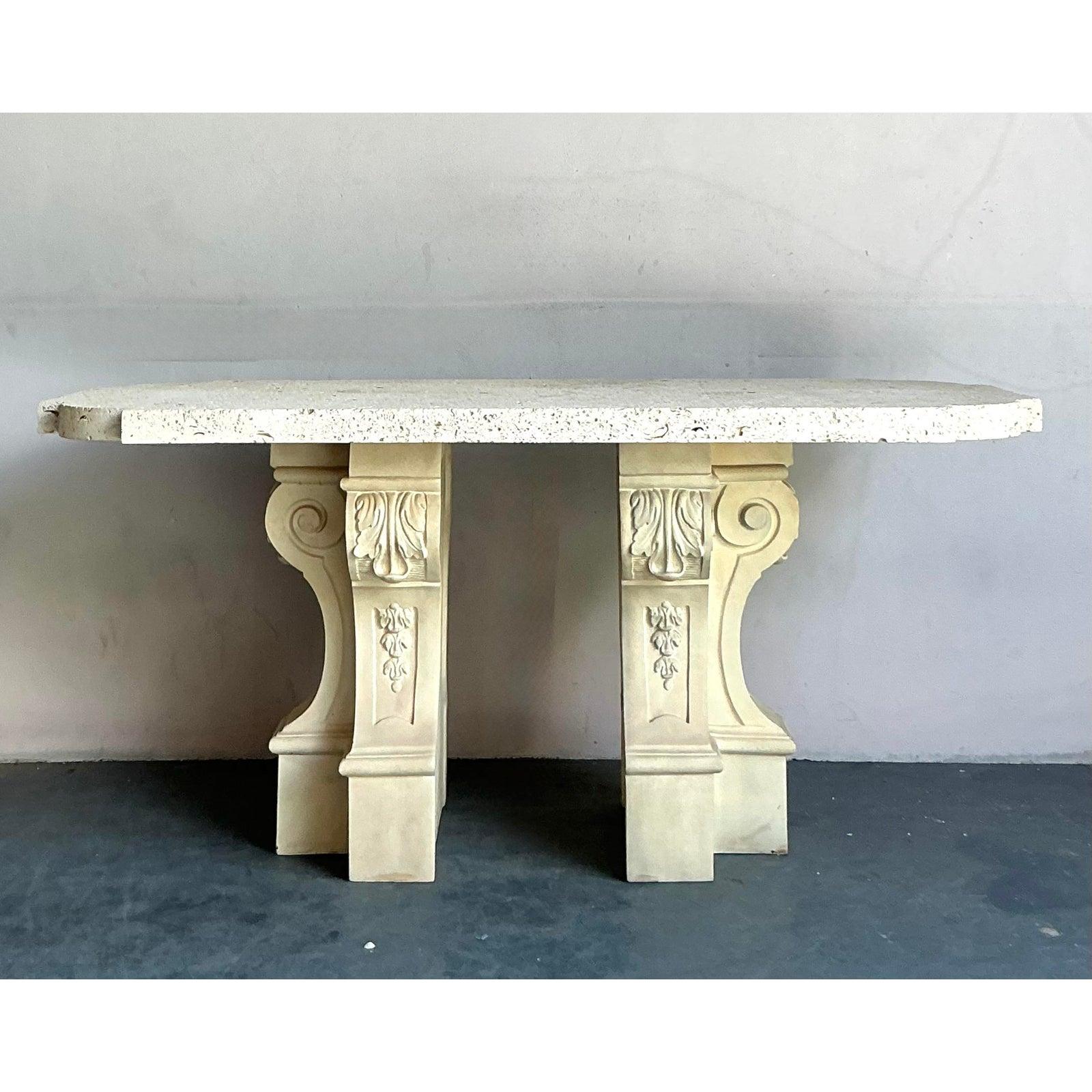 Vintage Regency Coquina Console Table For Sale 5