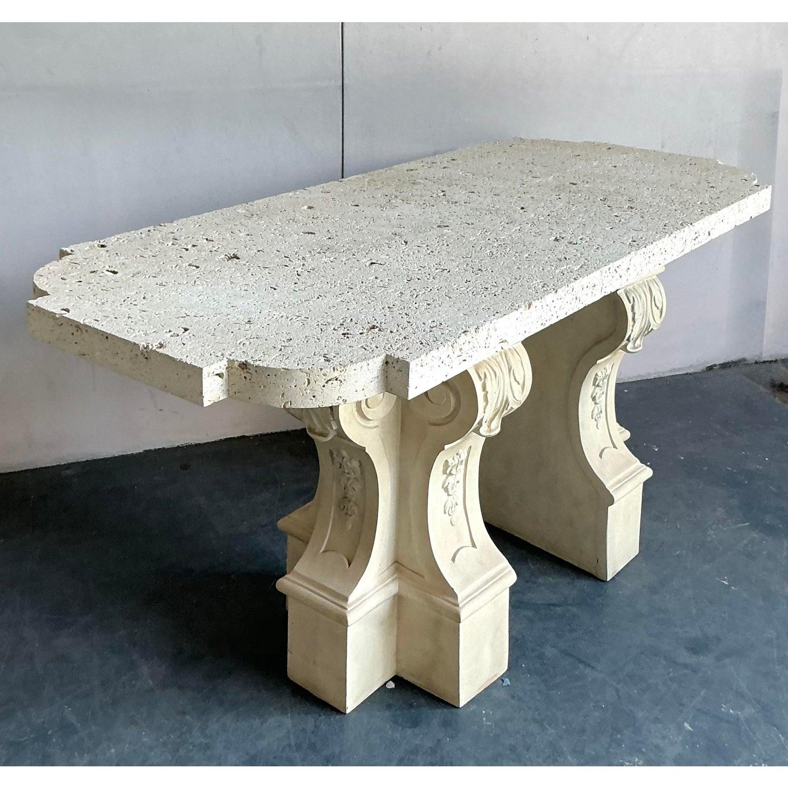 American Vintage Regency Coquina Console Table For Sale