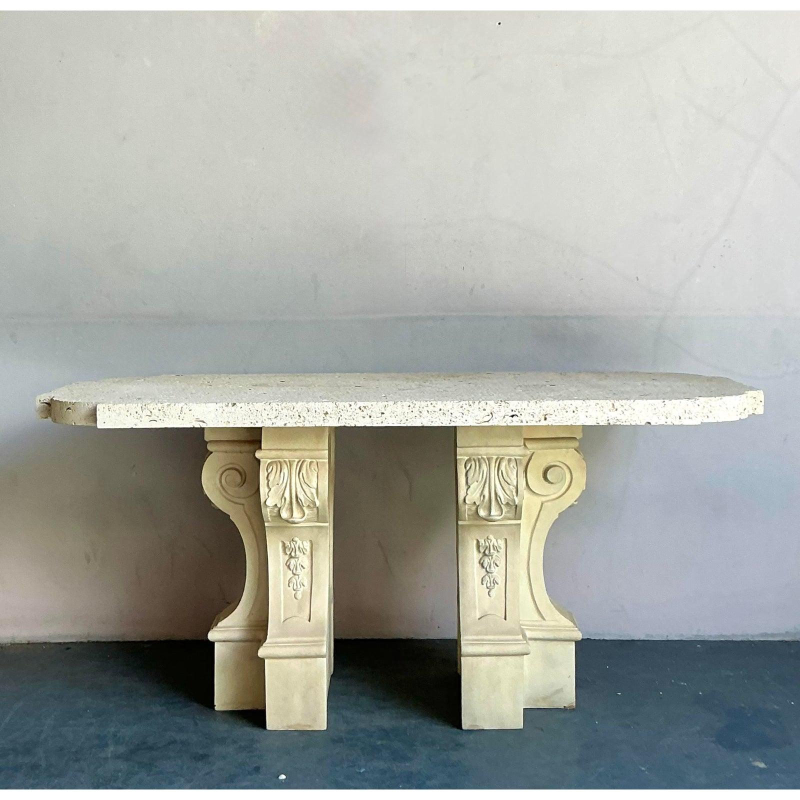 Vintage Regency Coquina Console Table In Good Condition For Sale In West Palm Beach, FL