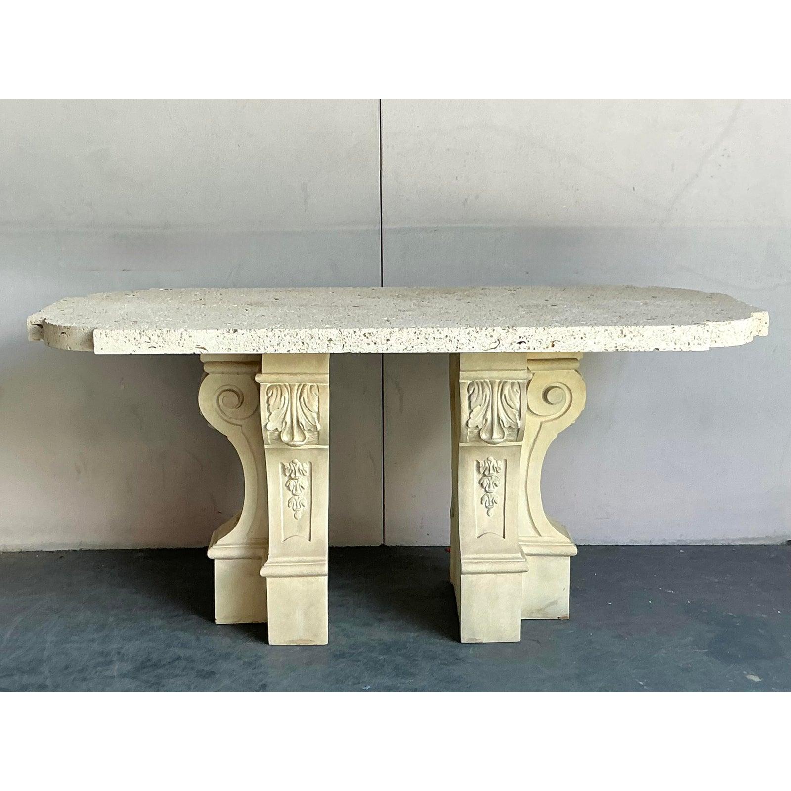 20th Century Vintage Regency Coquina Console Table For Sale