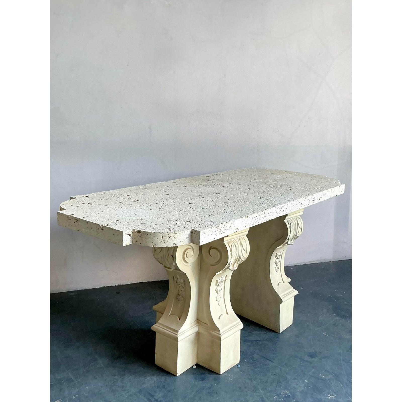 Vintage Regency Coquina Console Table For Sale 1