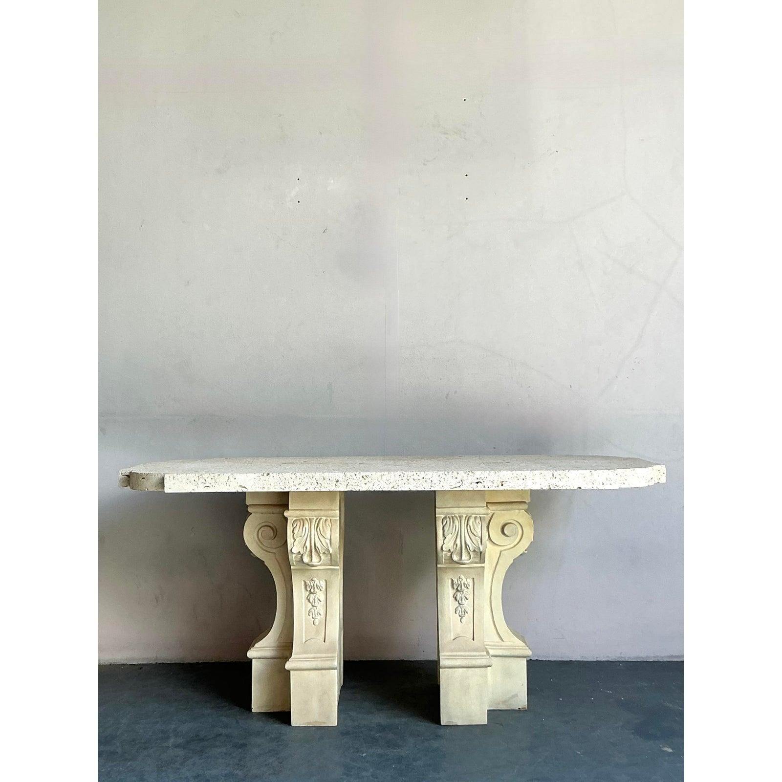 Vintage Regency Coquina Console Table For Sale 2