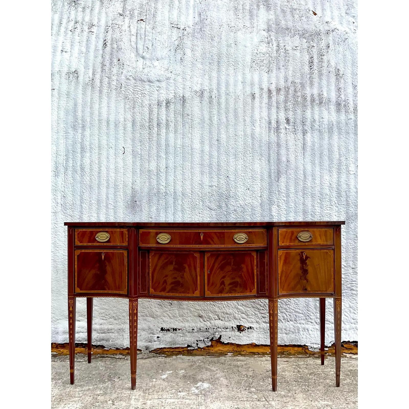 Vintage Regency Councill Flame Mahogany Tall Sideboard In Good Condition In west palm beach, FL