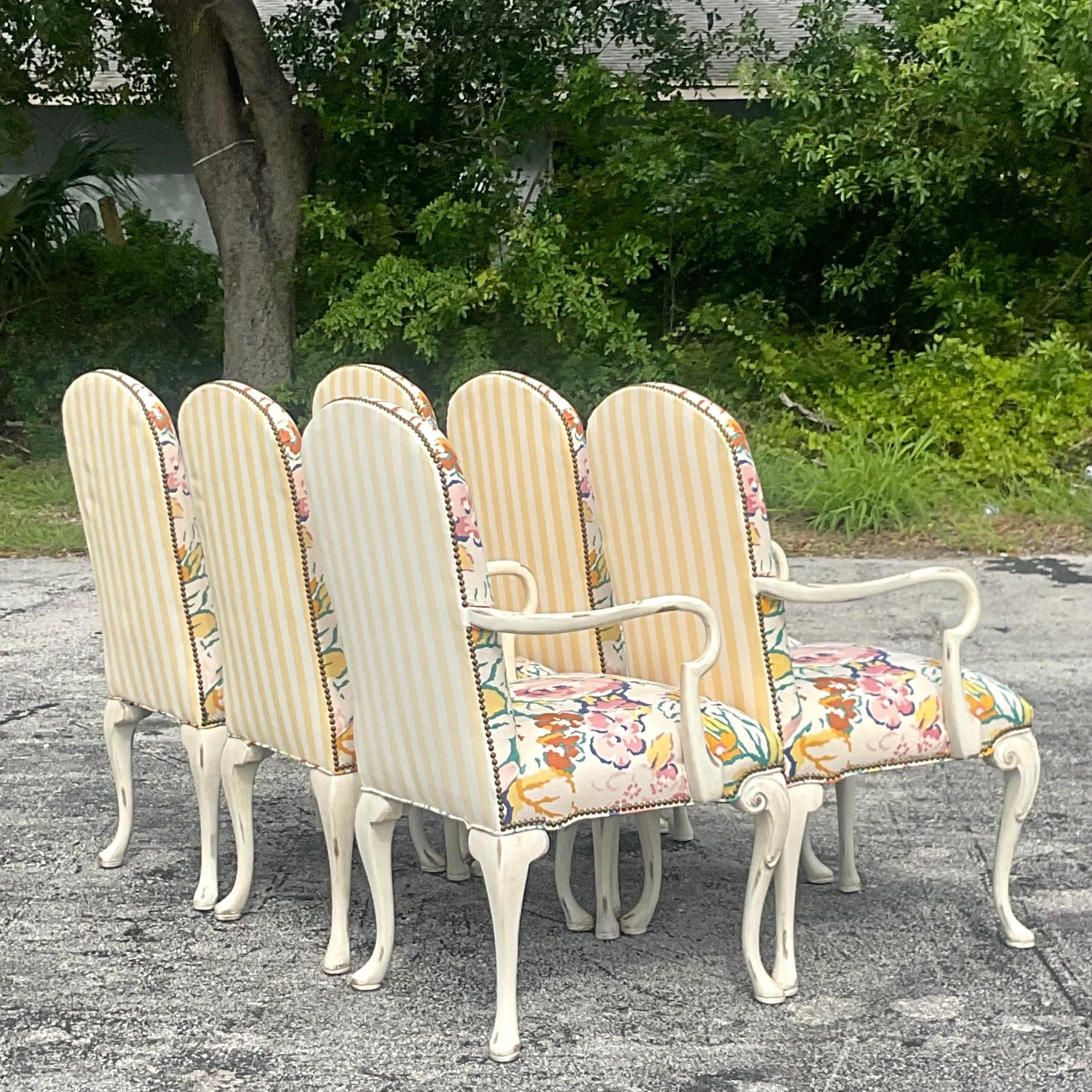Fabric Vintage Regency Councill Floral Dining Chairs - Set of 6