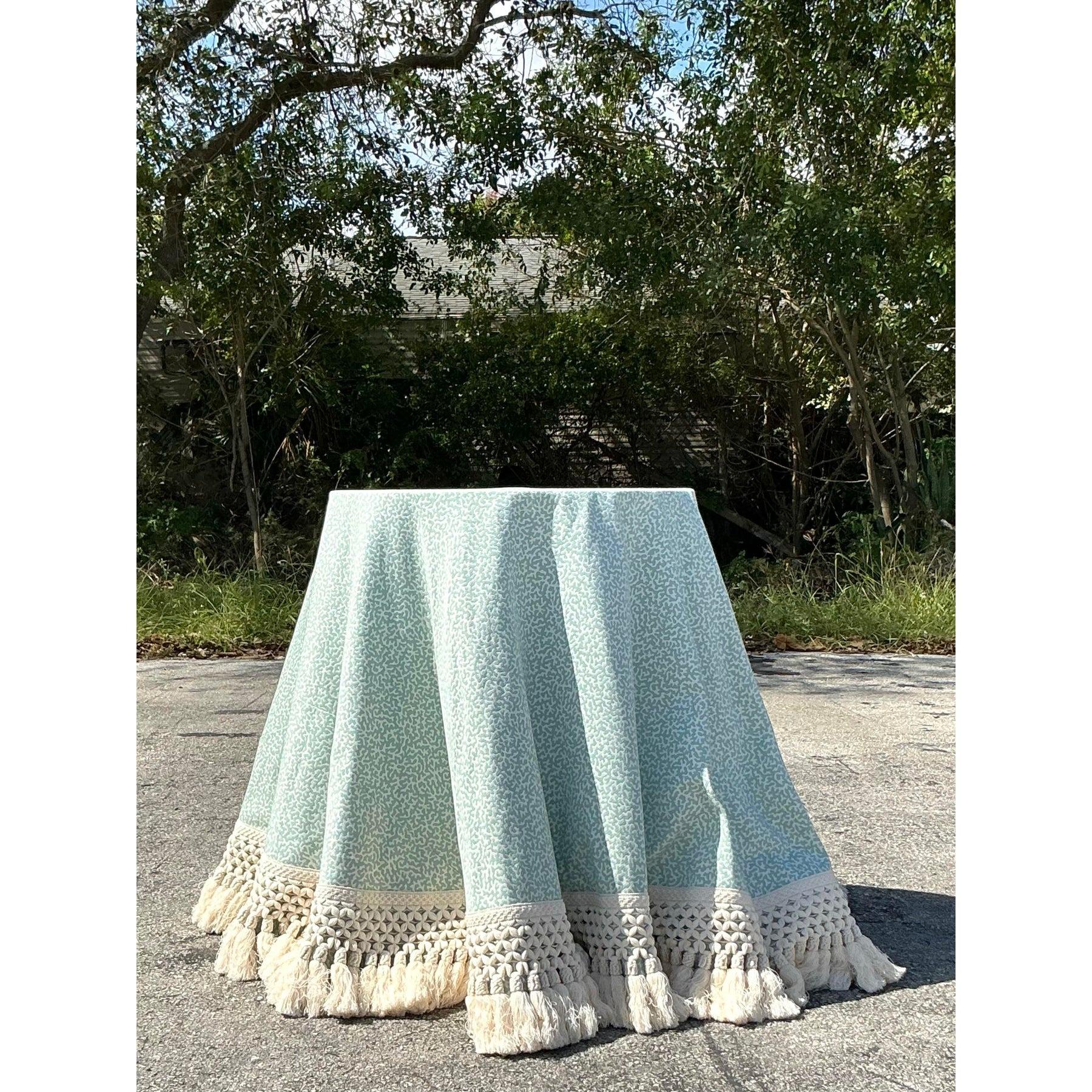 American Vintage Regency Covington “Coral Reef” Table Skirt With Samuel and Sons Bullion For Sale