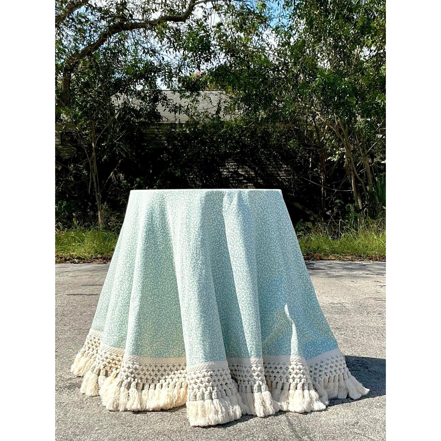 Vintage Regency Covington “Coral Reef” Table Skirt With Samuel and Sons Bullion In Good Condition For Sale In West Palm Beach, FL