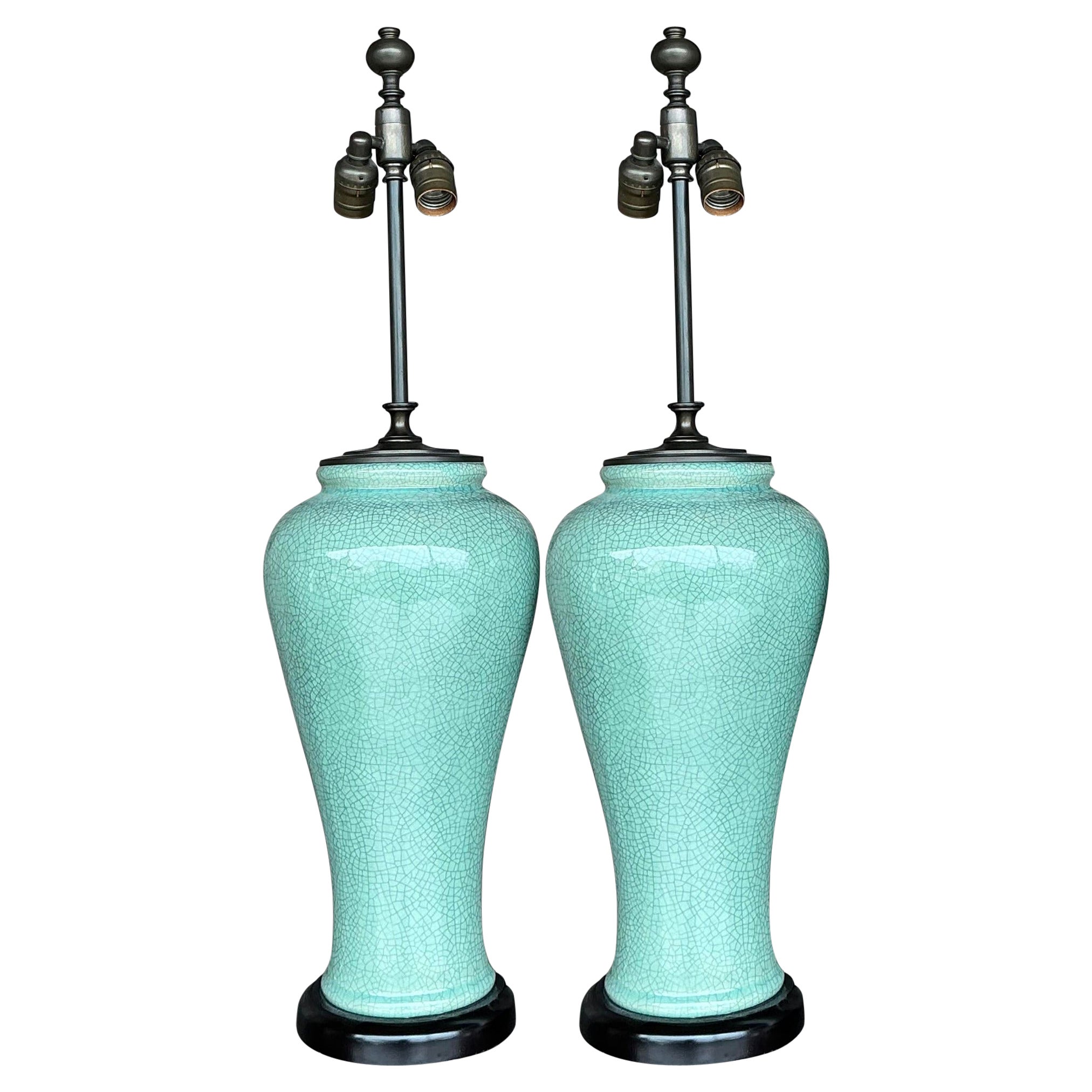 Lampade vintage Regency con smalto a crepe - una coppia