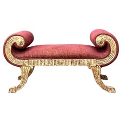 Vintage Regency Crackle Scroll Bench
