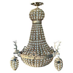 Lustre de cerf en cristal Regency vintage