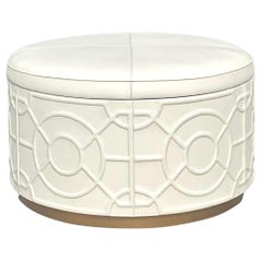 Used Regency Currey and Co “Alisa” Leather Storage Ottoman
