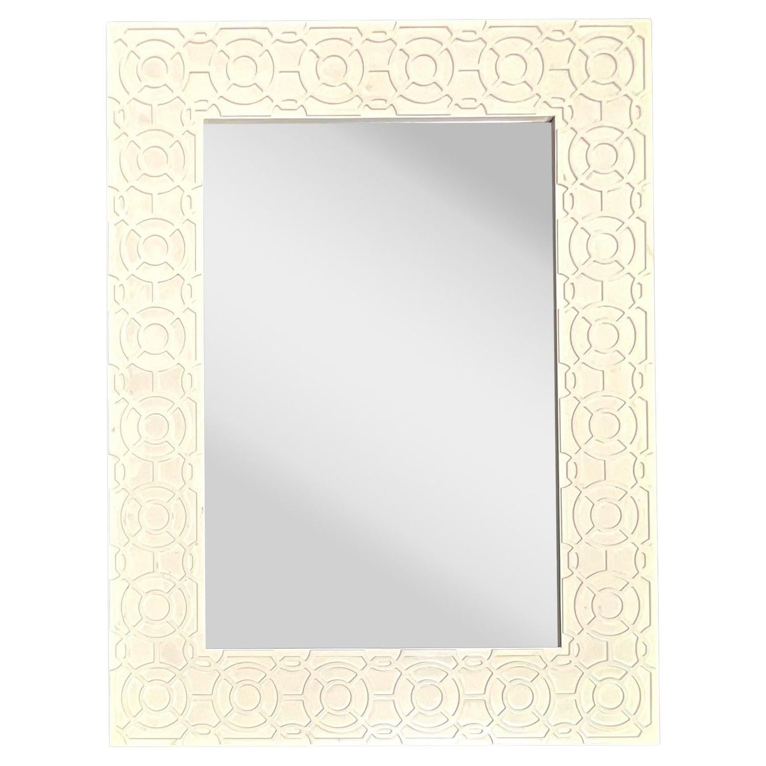 Vintage Regency Currey and Company Fret Work Mirror For Sale
