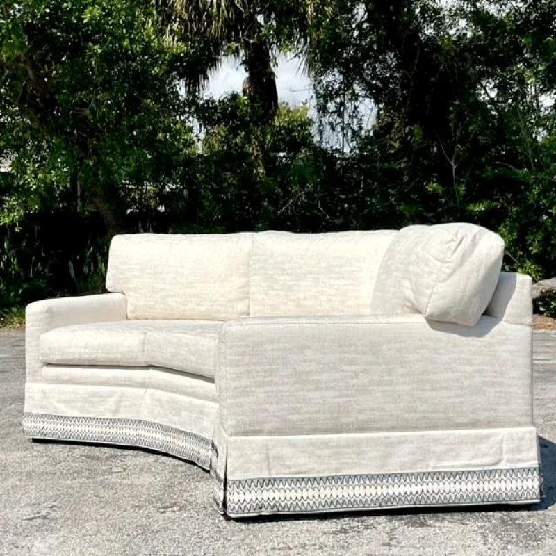 Contemporary Vintage Regency Custom Angled Sofa For Sale
