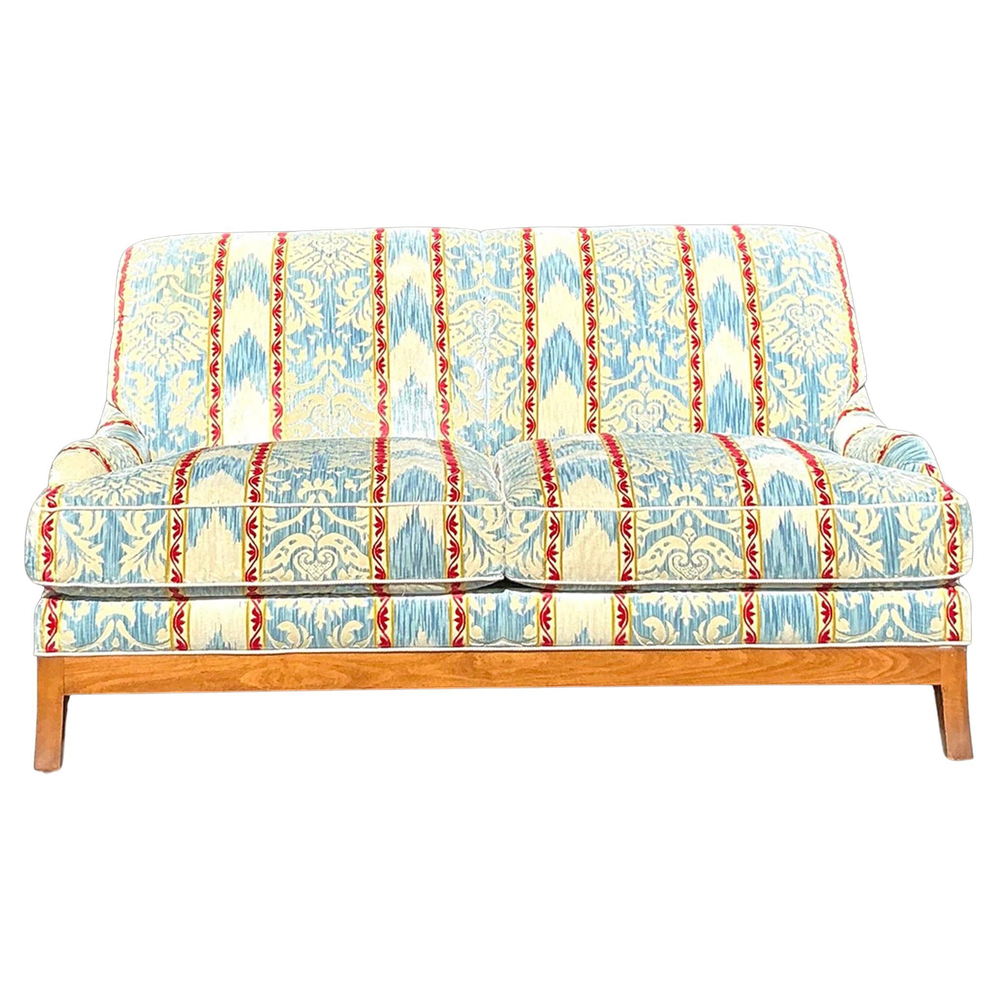Vintage Regency Custom Devore Stripe Loveseat