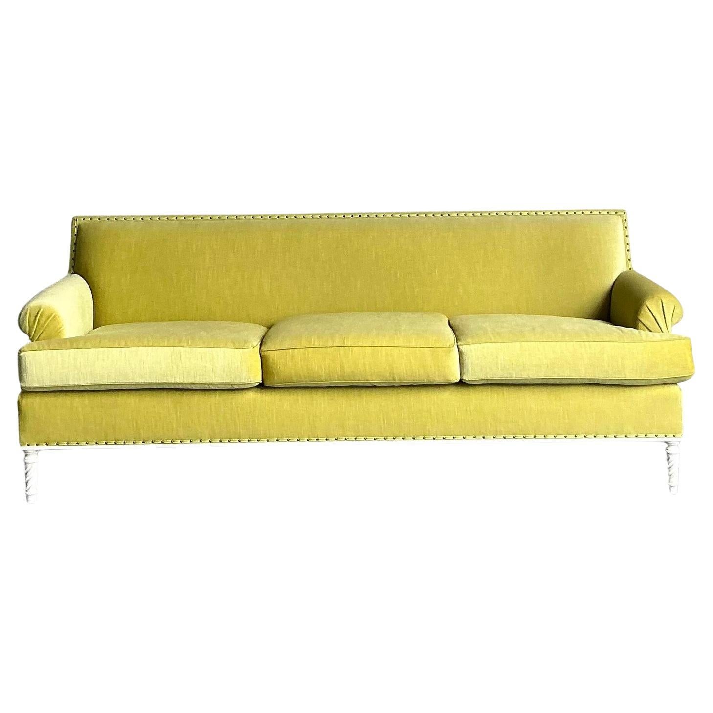 Divano vintage Regency in mohair su misura di Jansen in vendita