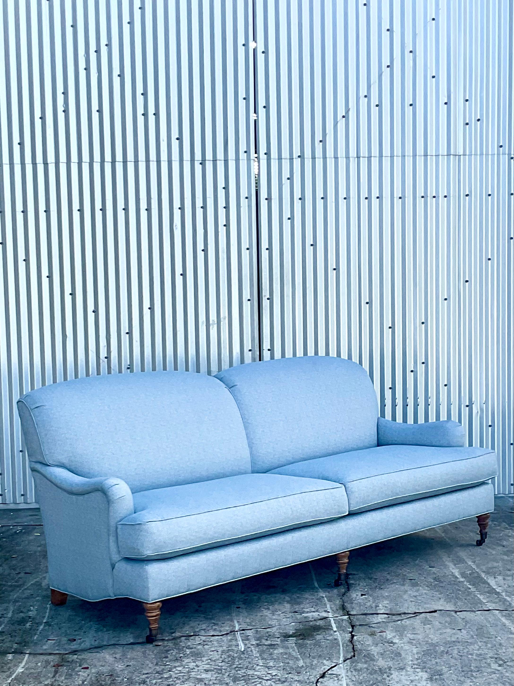 Contemporary Regency Custom Roll Arm Sofa