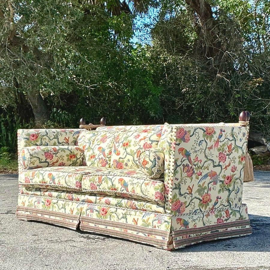 Canapé Vintage Regency Custom Schwartz Paris Printed Knole en vente 5
