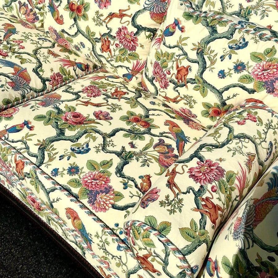 Français Canapé Vintage Regency Custom Schwartz Paris Printed Knole en vente