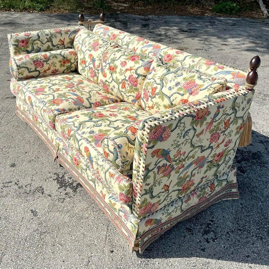Canapé Vintage Regency Custom Schwartz Paris Printed Knole en vente 2