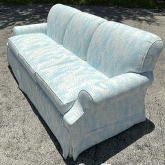 Vintage Regency Custom Tillet Fern Three Seat Sofa