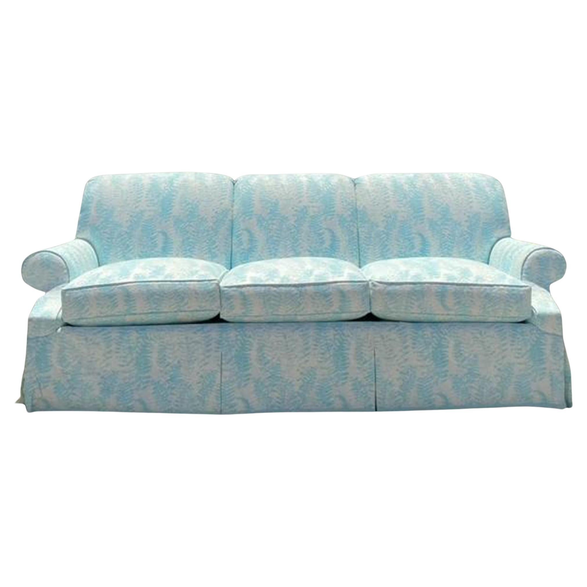 Vintage Regency Custom Tillet Fern Three Seat Sofa
