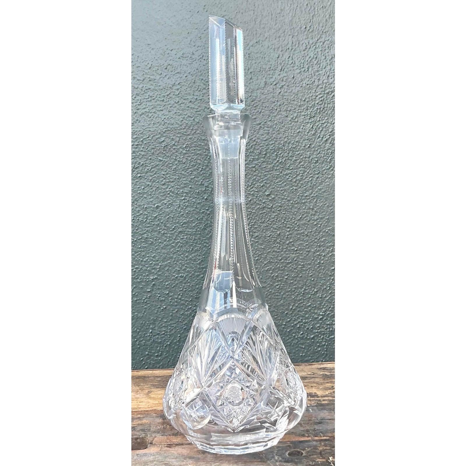 Decantador Vintage Regency de cristal tallado Art Decó en venta