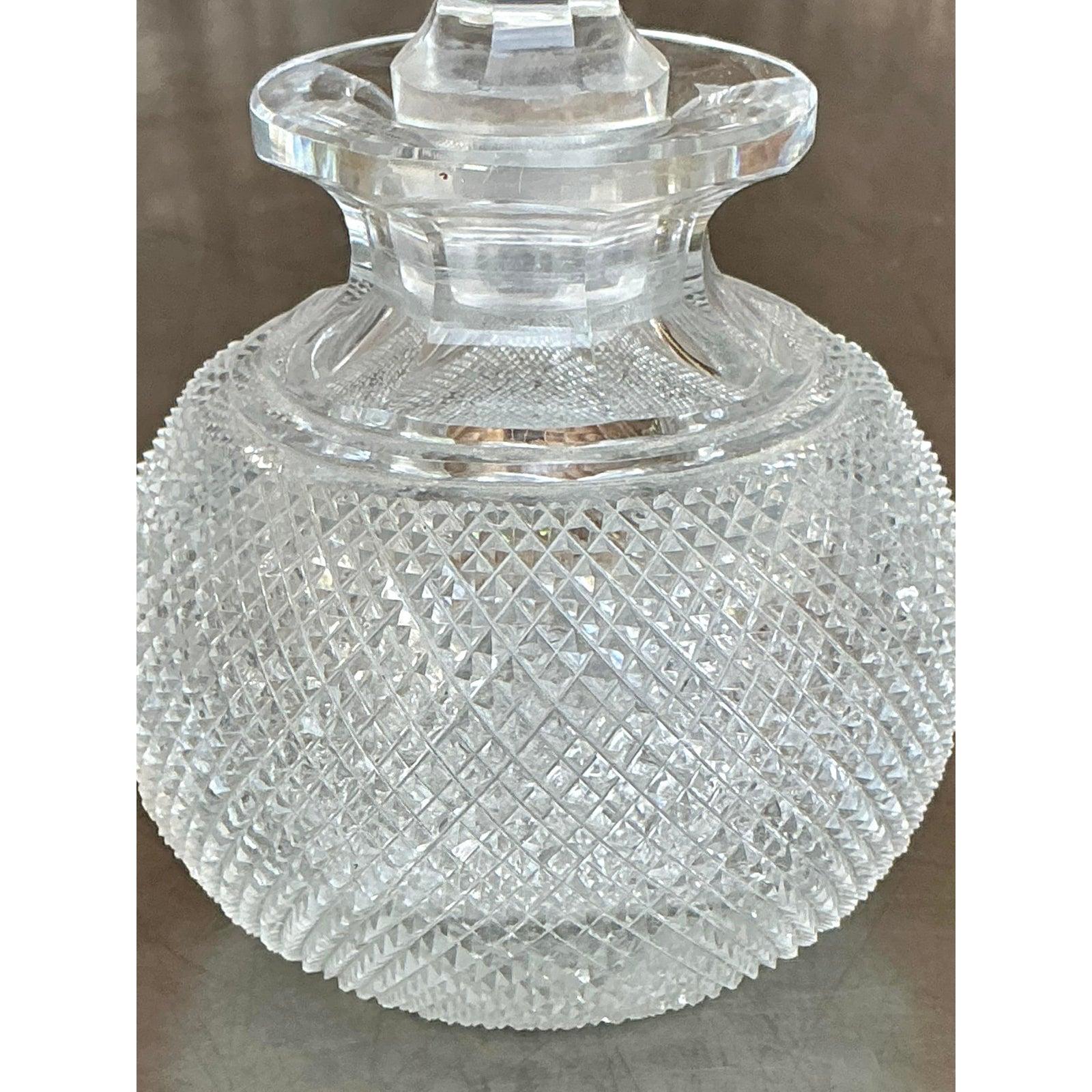 Hollywood Regency Vintage Regency Cut Small Crystal Decanter For Sale